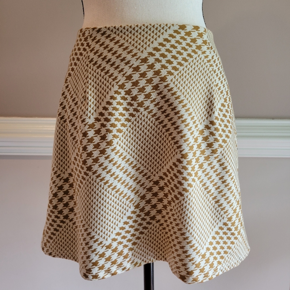 Altar'd State Tan and Cream A-Line Mini Skirt